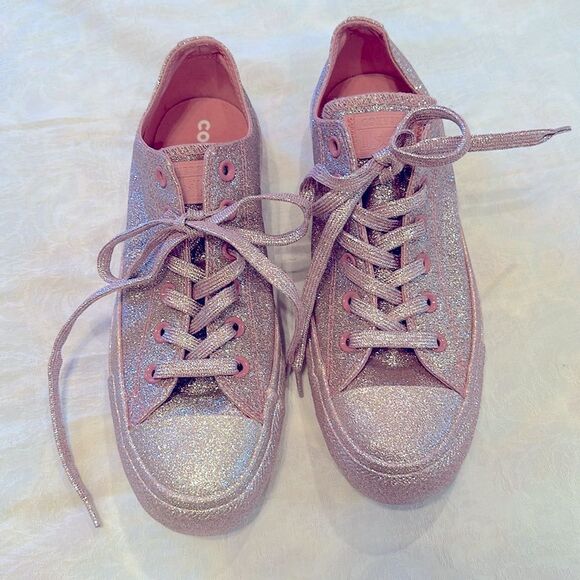 Converse Pink Glitter Athletic Shoes All Star Chuck’s Men’s 7 Women’s 9 - Picture 1 of 14